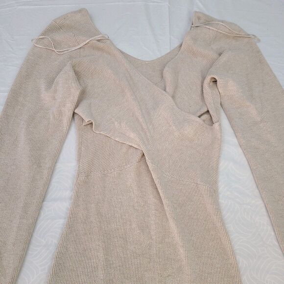 Freshman1996 beige long-sleeve ribbed knit sweater dress Size L - Picture 5 of 5